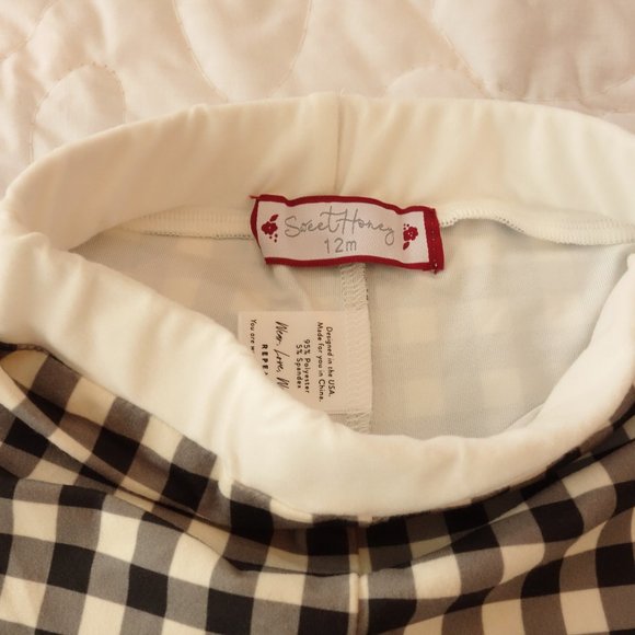 NWT Sweet Honey Christmas Pajamas Holiday Outfit 12 Months Girl Buffalo Check - Picture 6 of 9